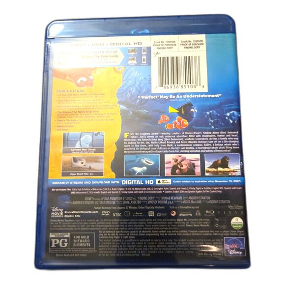 Finding Dory Blu-Ray and DVD (NO DIGITAL CODE) Disney - Picture 2 of 7